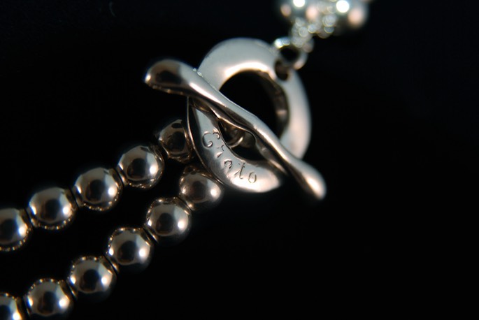 Double Bead Silver Necklace closeup