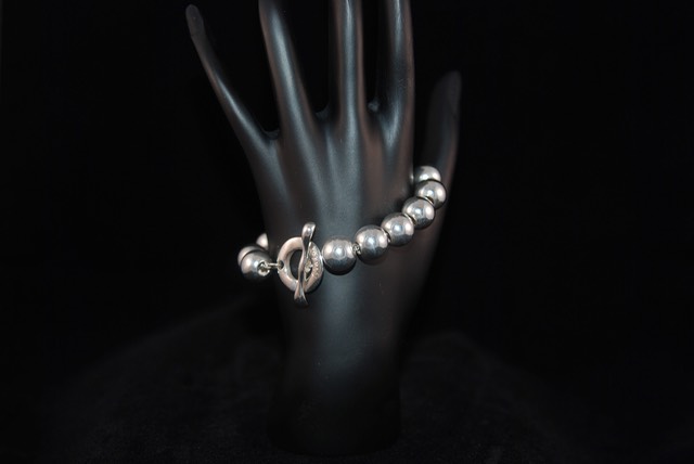 Large Bead Silver Bracelet